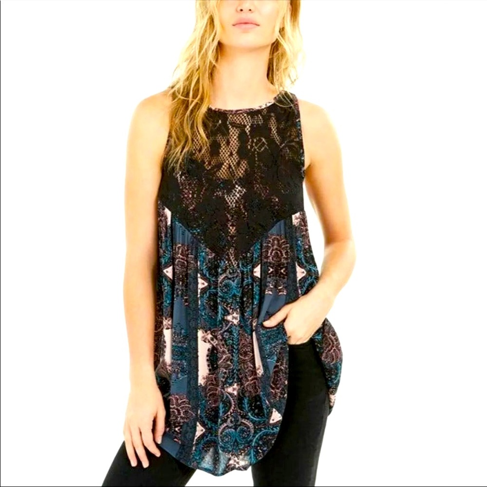 Free People Count me in Trapeze top Sz S New!